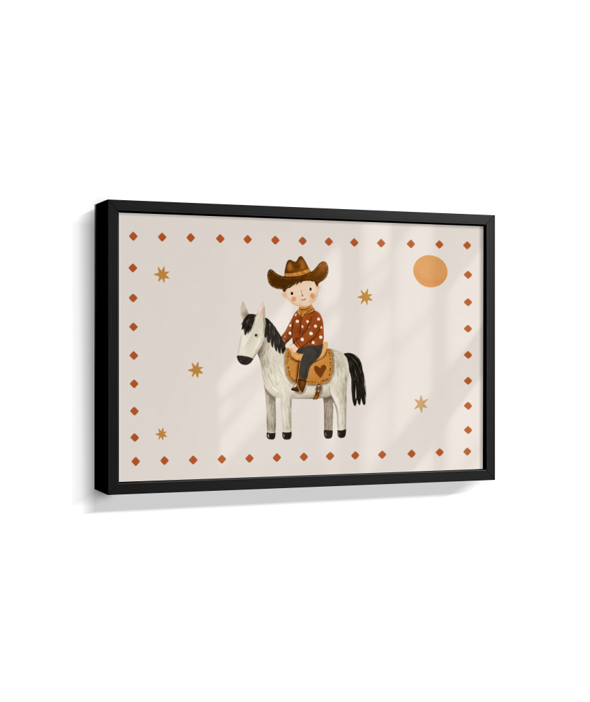 Cowboy com o cavalo na fazenda (horizontal)