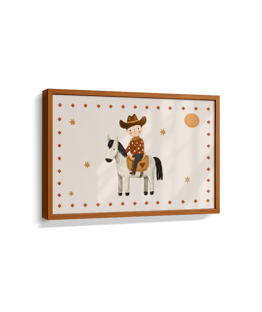 Cowboy com o cavalo na fazenda (horizontal)