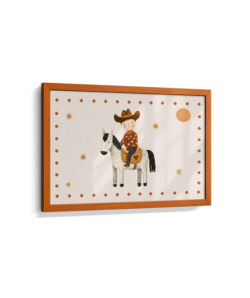 Cowboy com o cavalo na fazenda (horizontal)