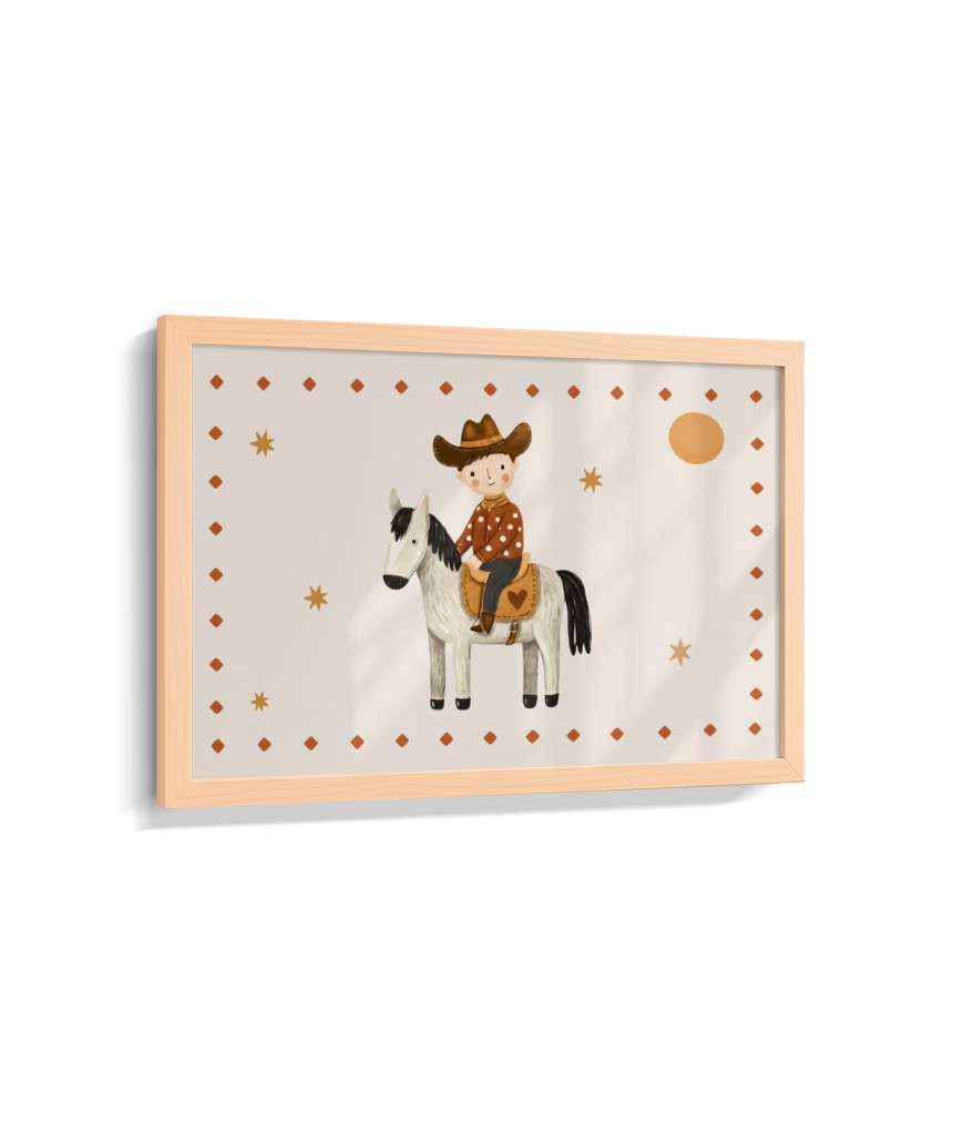 Cowboy com o cavalo na fazenda (horizontal)