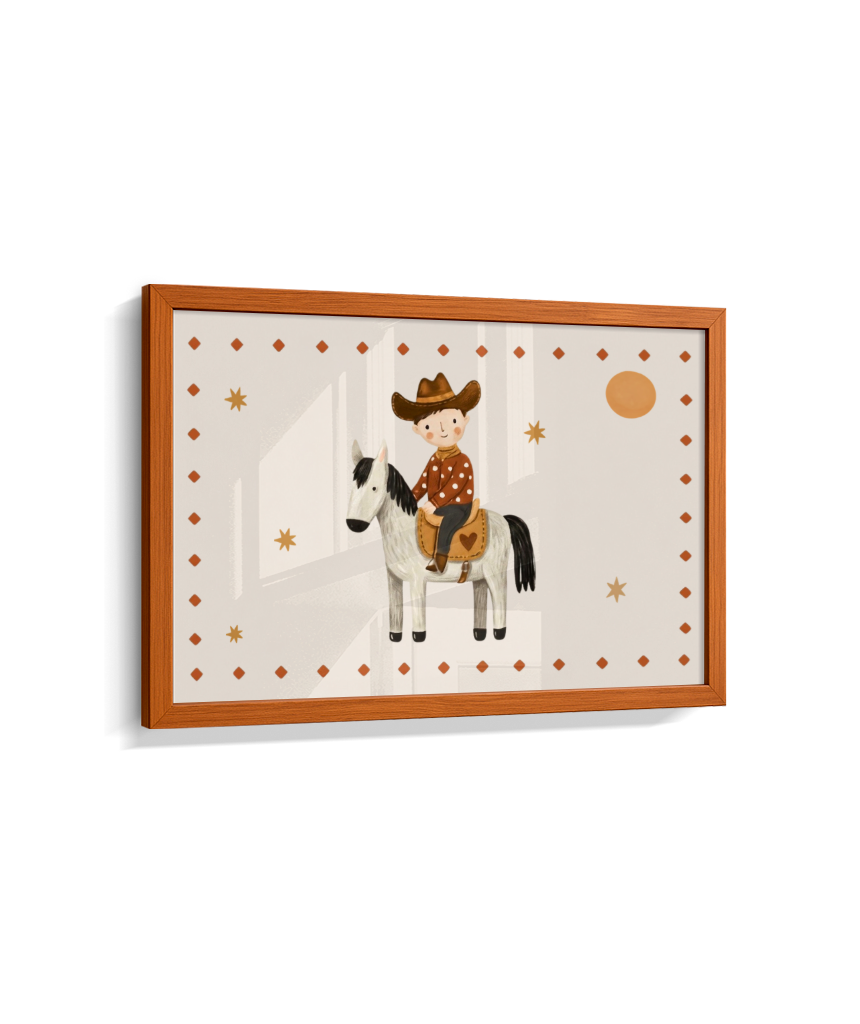 Cowboy com o cavalo na fazenda (horizontal)