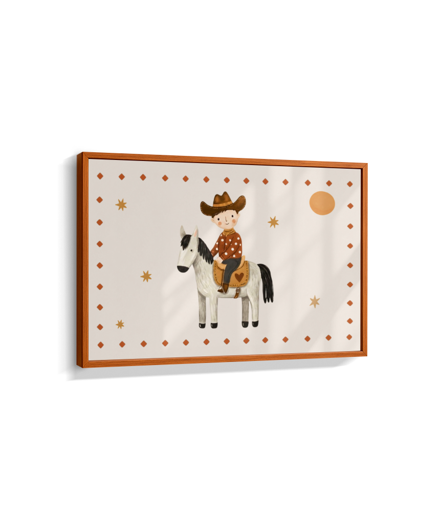 Cowboy com o cavalo na fazenda (horizontal)