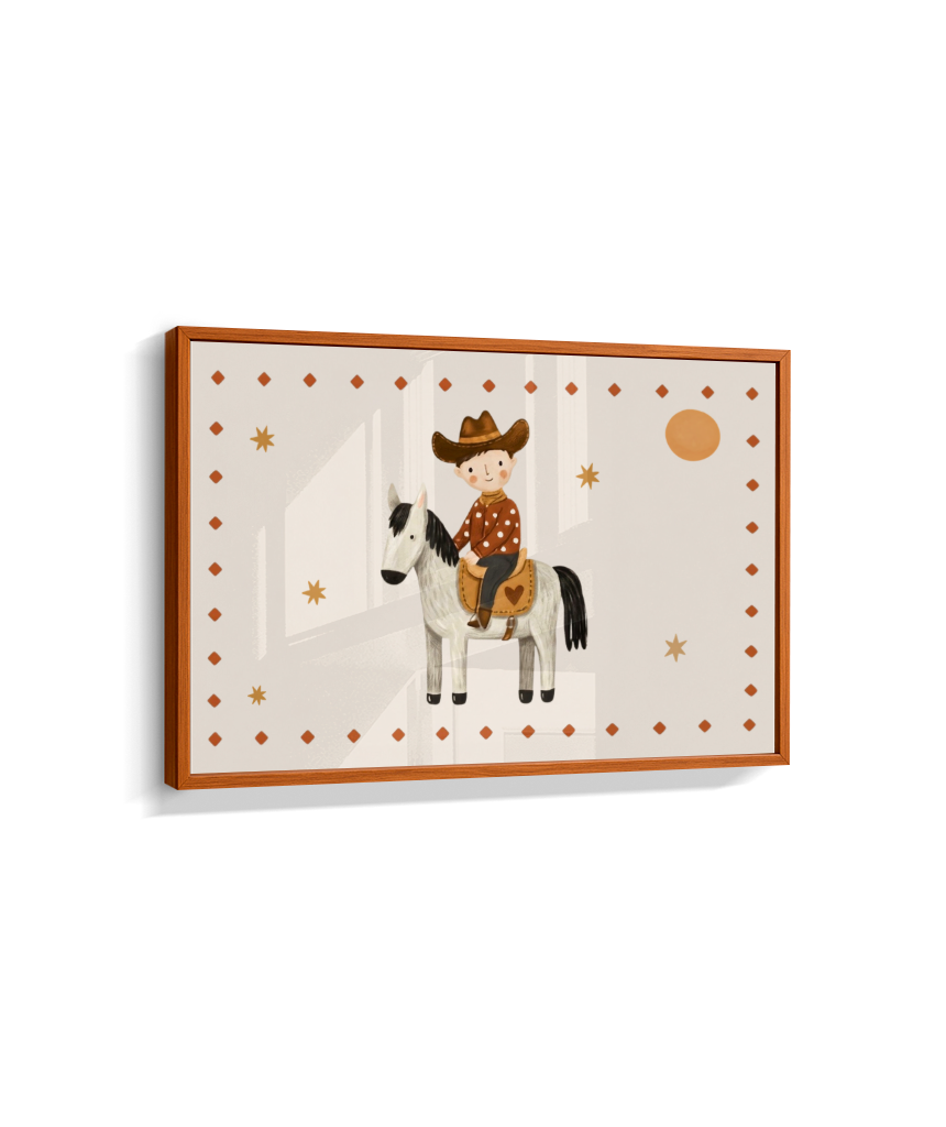 Cowboy com o cavalo na fazenda (horizontal)