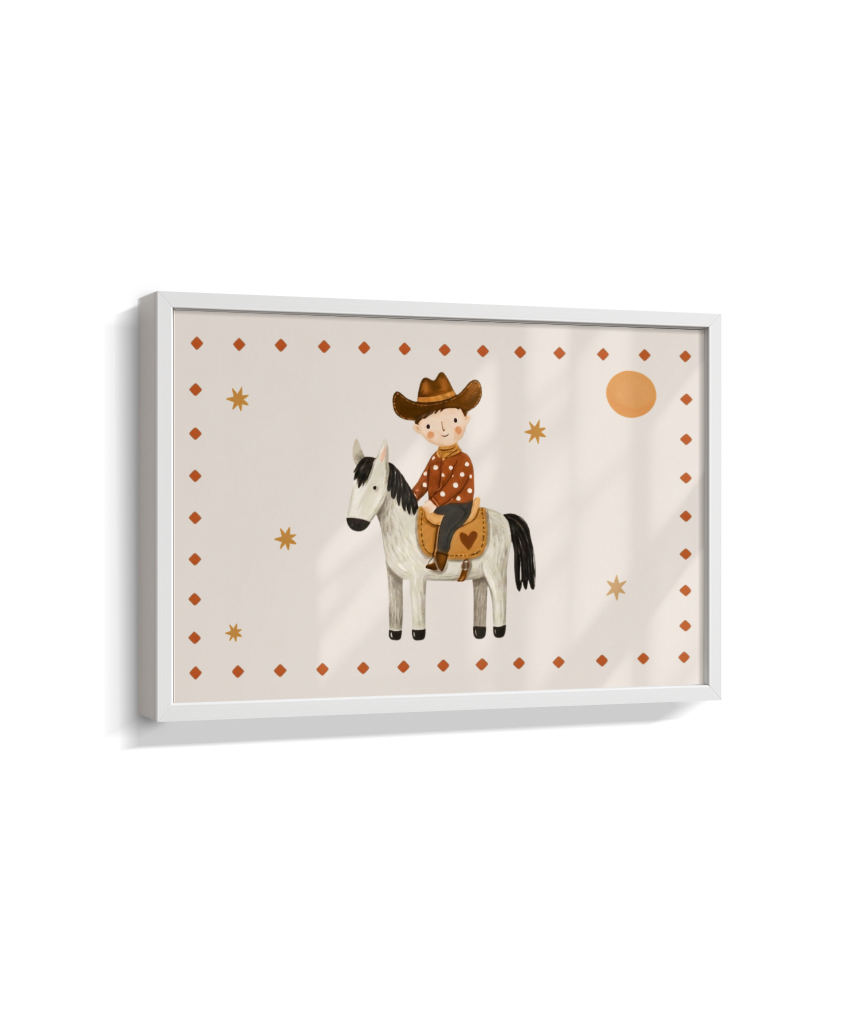 Cowboy com o cavalo na fazenda (horizontal)