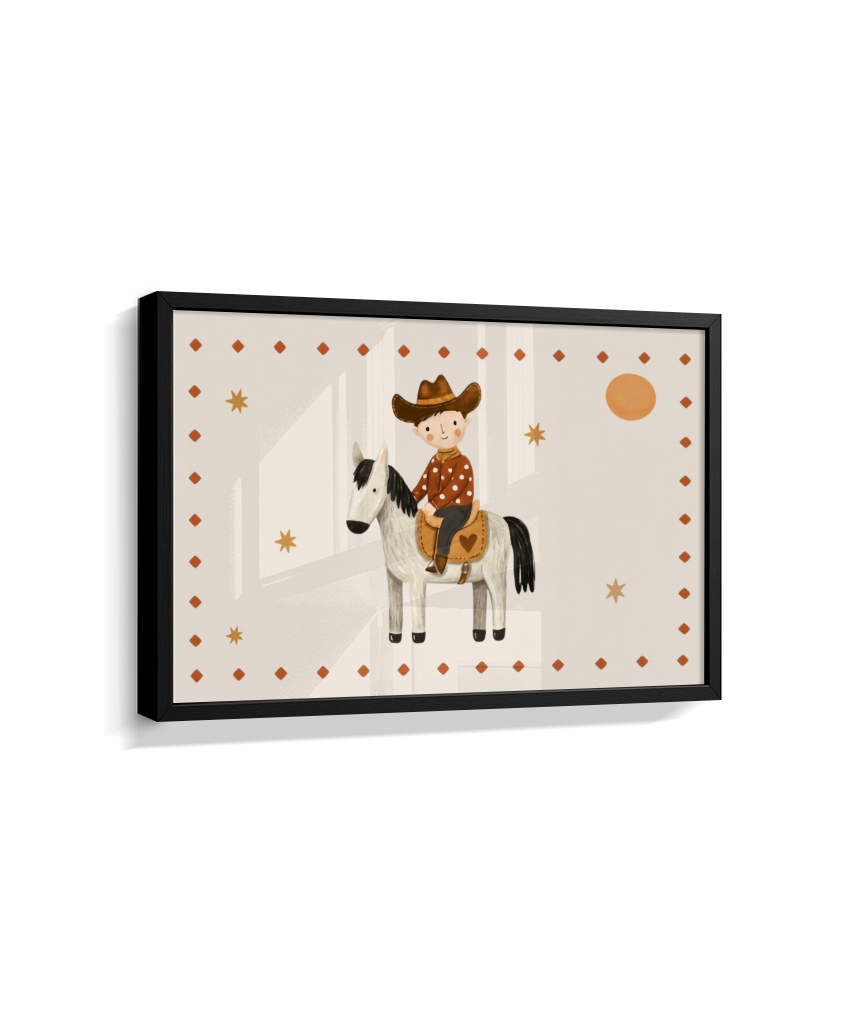 Cowboy com o cavalo na fazenda (horizontal)