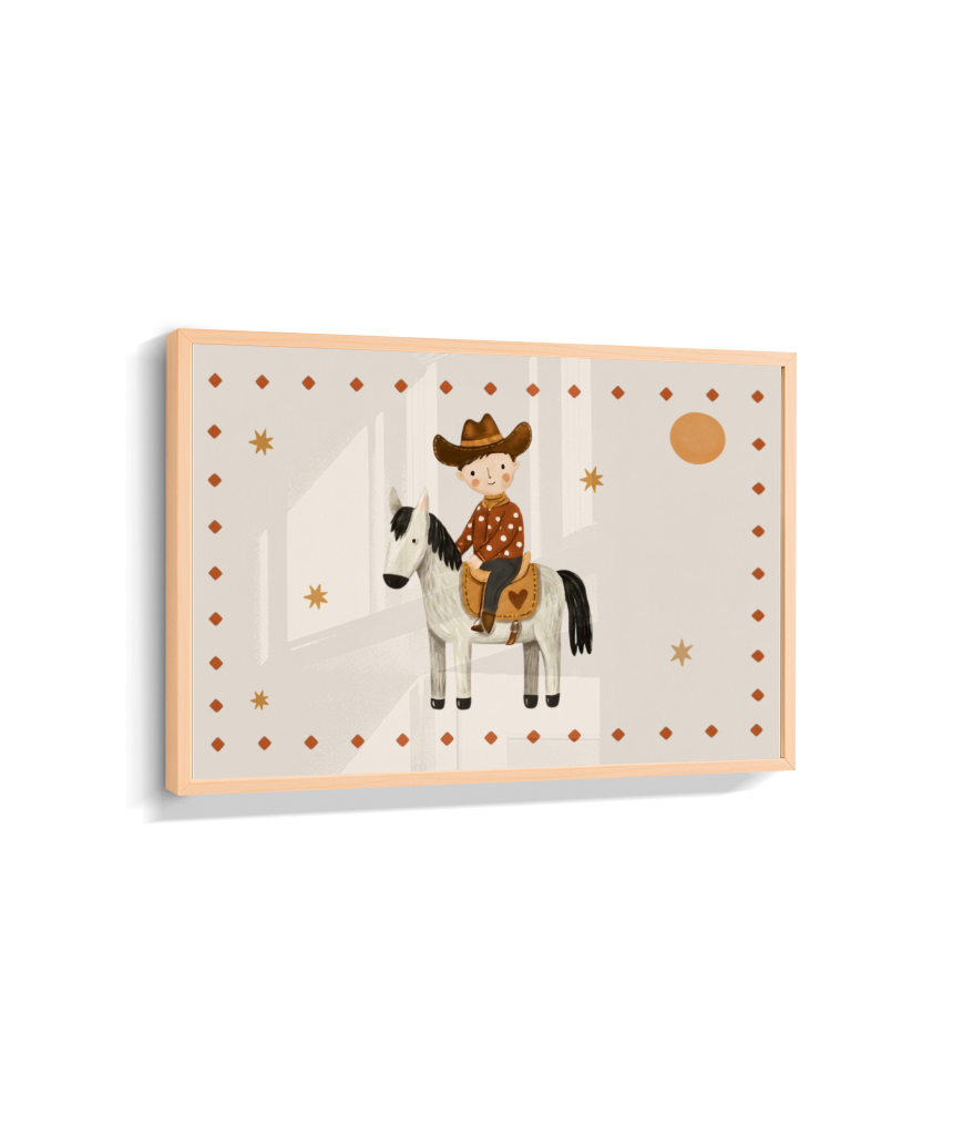 Cowboy com o cavalo na fazenda (horizontal)