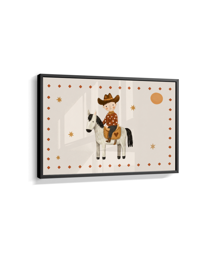 Cowboy com o cavalo na fazenda (horizontal)