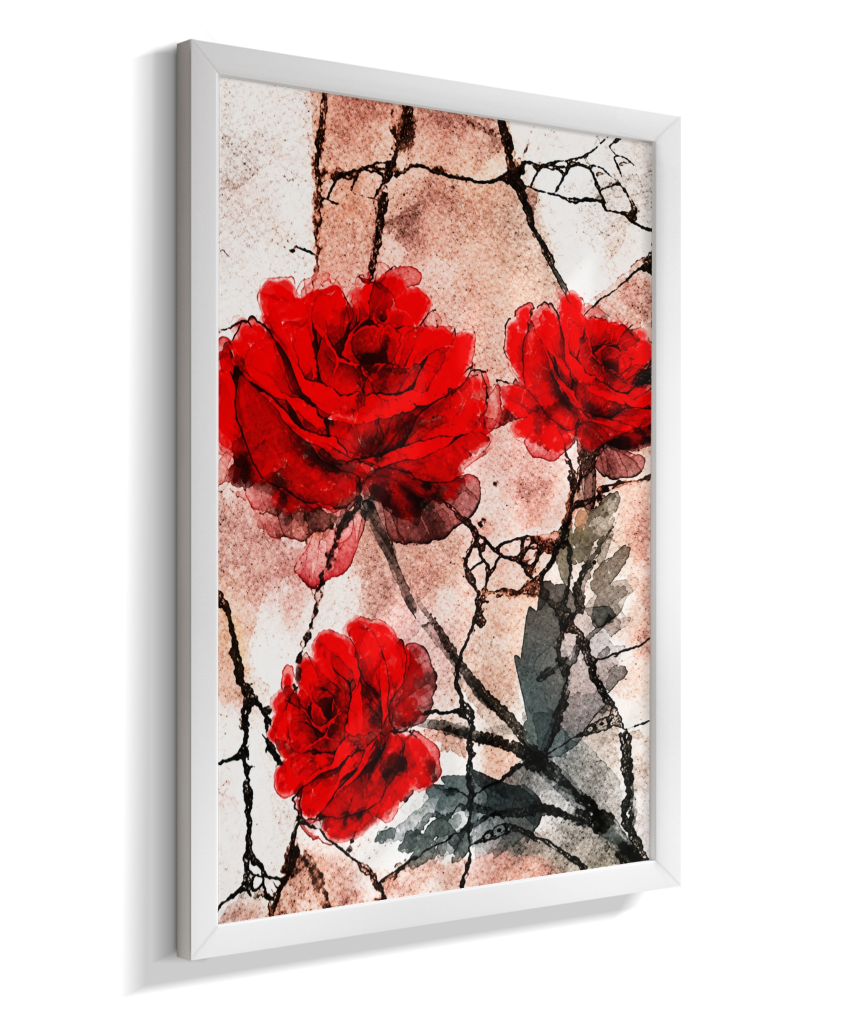 Kit 3 Quadros de Rosas Vermelhas - Segunda parte do trio