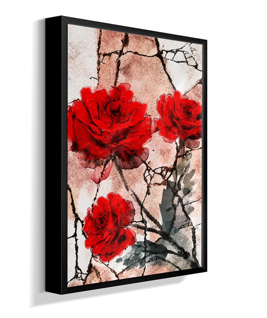 Kit 3 Quadros de Rosas Vermelhas - Segunda parte do trio