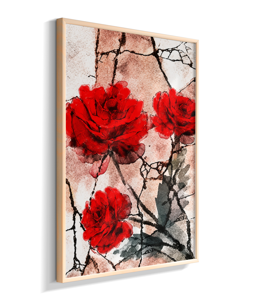 Kit 3 Quadros de Rosas Vermelhas - Segunda parte do trio