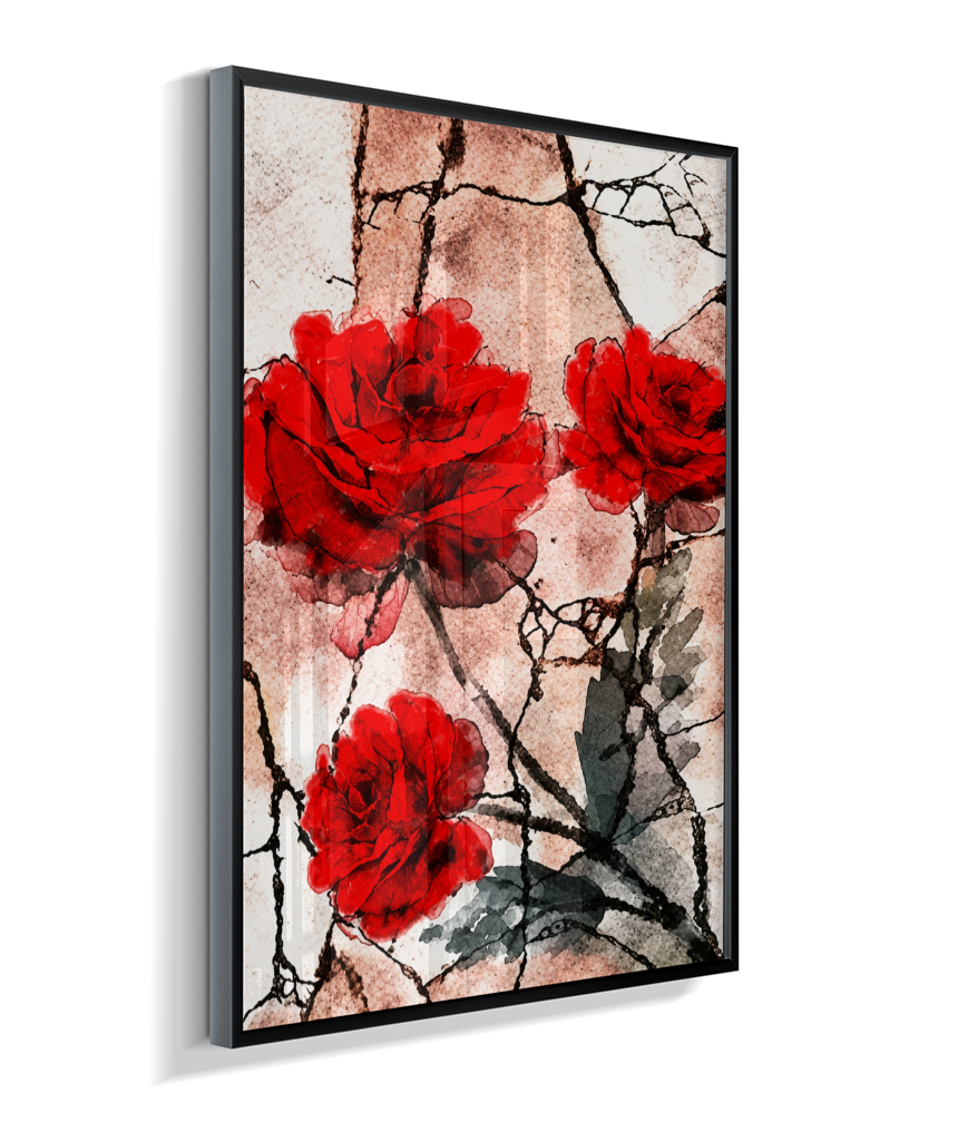 Kit 3 Quadros de Rosas Vermelhas - Segunda parte do trio