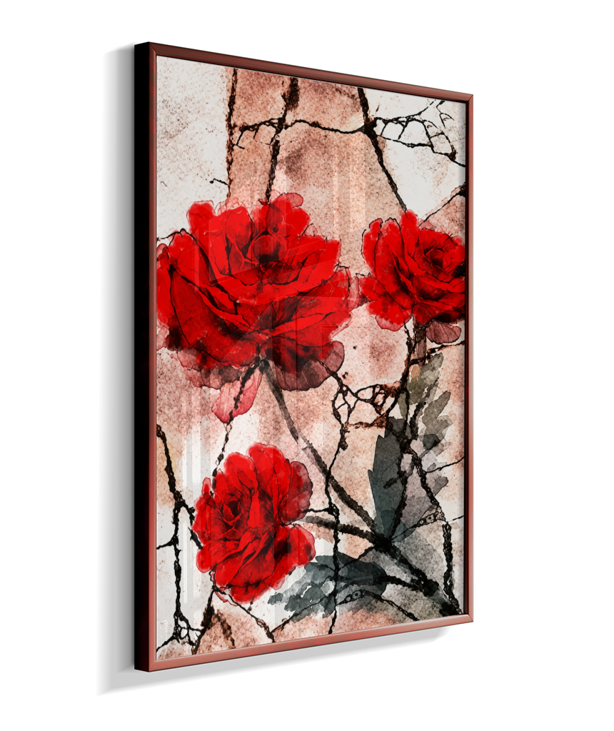 Kit 3 Quadros de Rosas Vermelhas - Segunda parte do trio