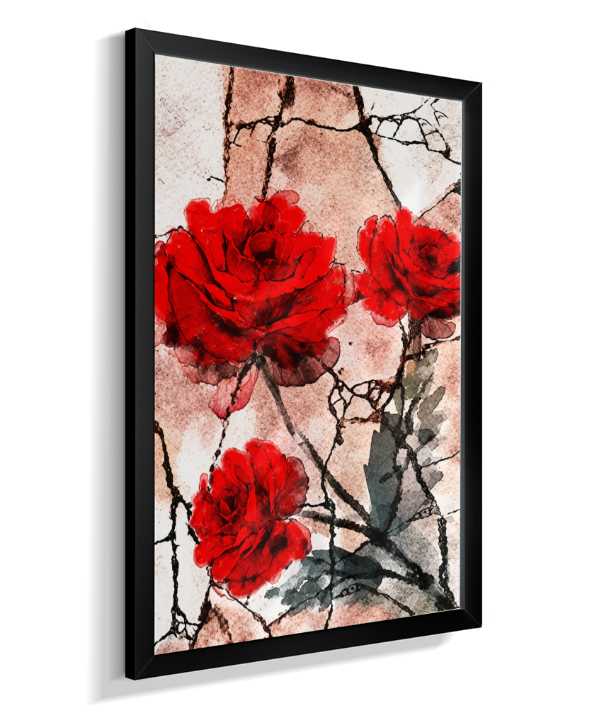 Kit 3 Quadros de Rosas Vermelhas - Segunda parte do trio
