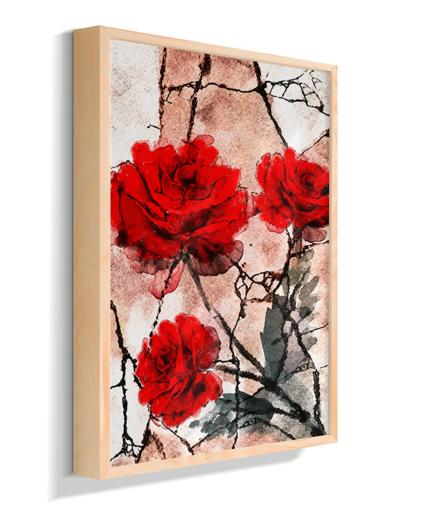 Kit 3 Quadros de Rosas Vermelhas - Segunda parte do trio