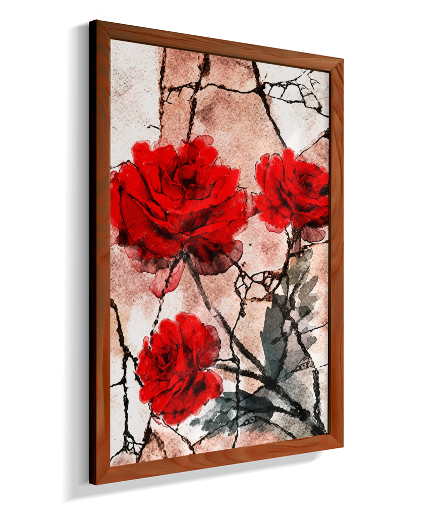 Kit 3 Quadros de Rosas Vermelhas - Segunda parte do trio
