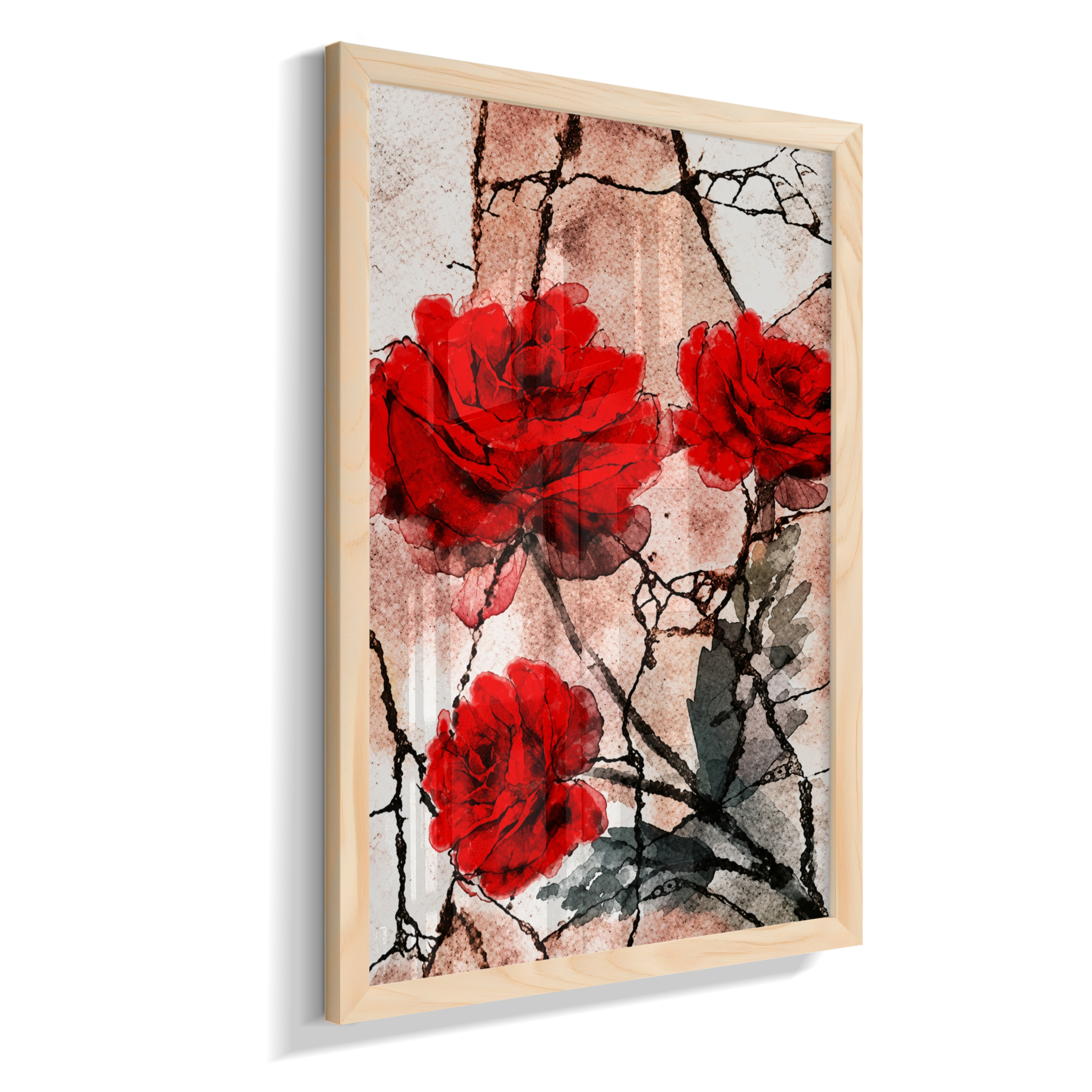 Kit 3 Quadros de Rosas Vermelhas - Segunda parte do trio