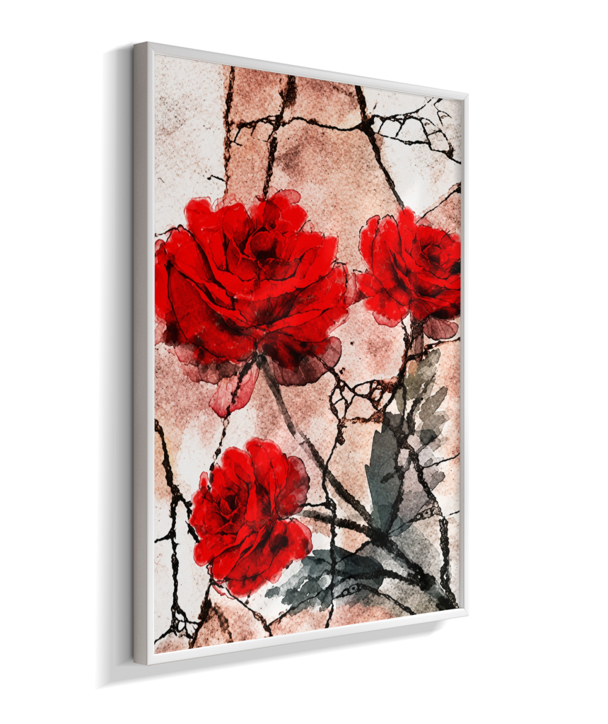 Kit 3 Quadros de Rosas Vermelhas - Segunda parte do trio