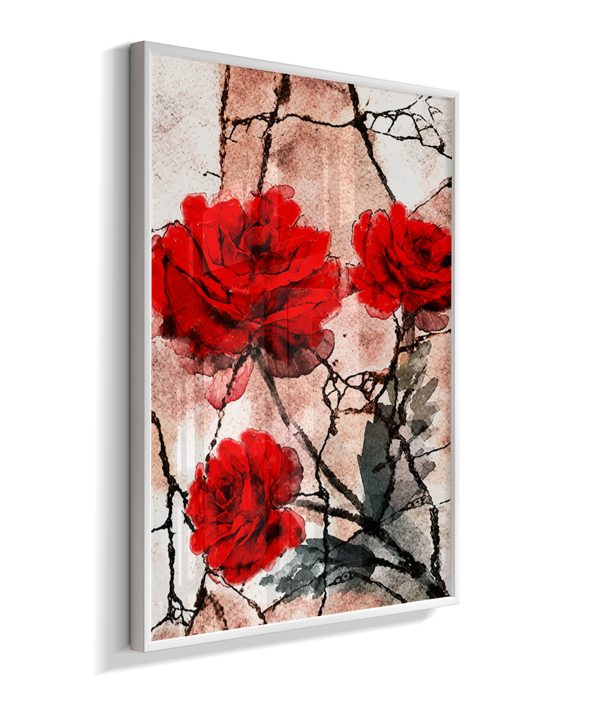 Kit 3 Quadros de Rosas Vermelhas - Segunda parte do trio