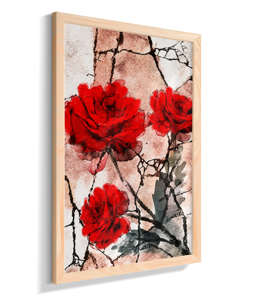 Kit 3 Quadros de Rosas Vermelhas - Segunda parte do trio