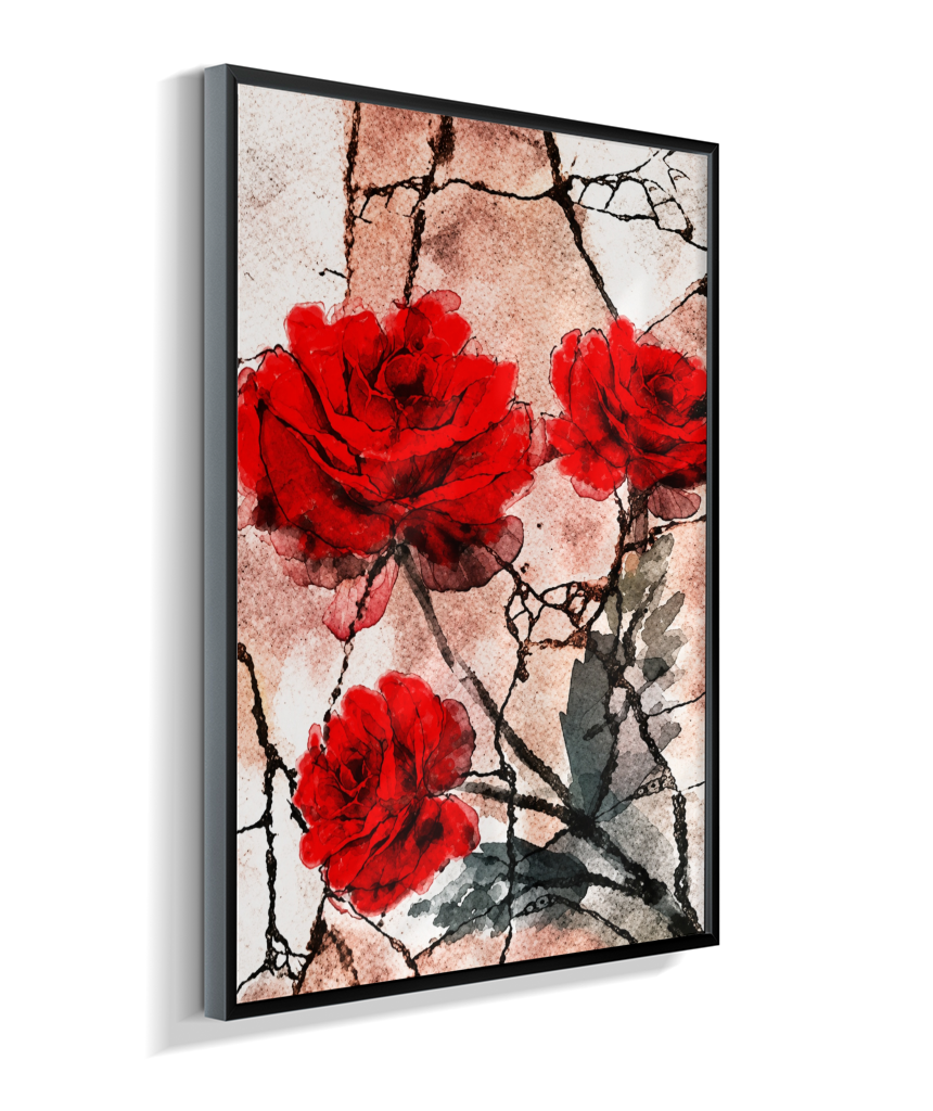 Kit 3 Quadros de Rosas Vermelhas - Segunda parte do trio