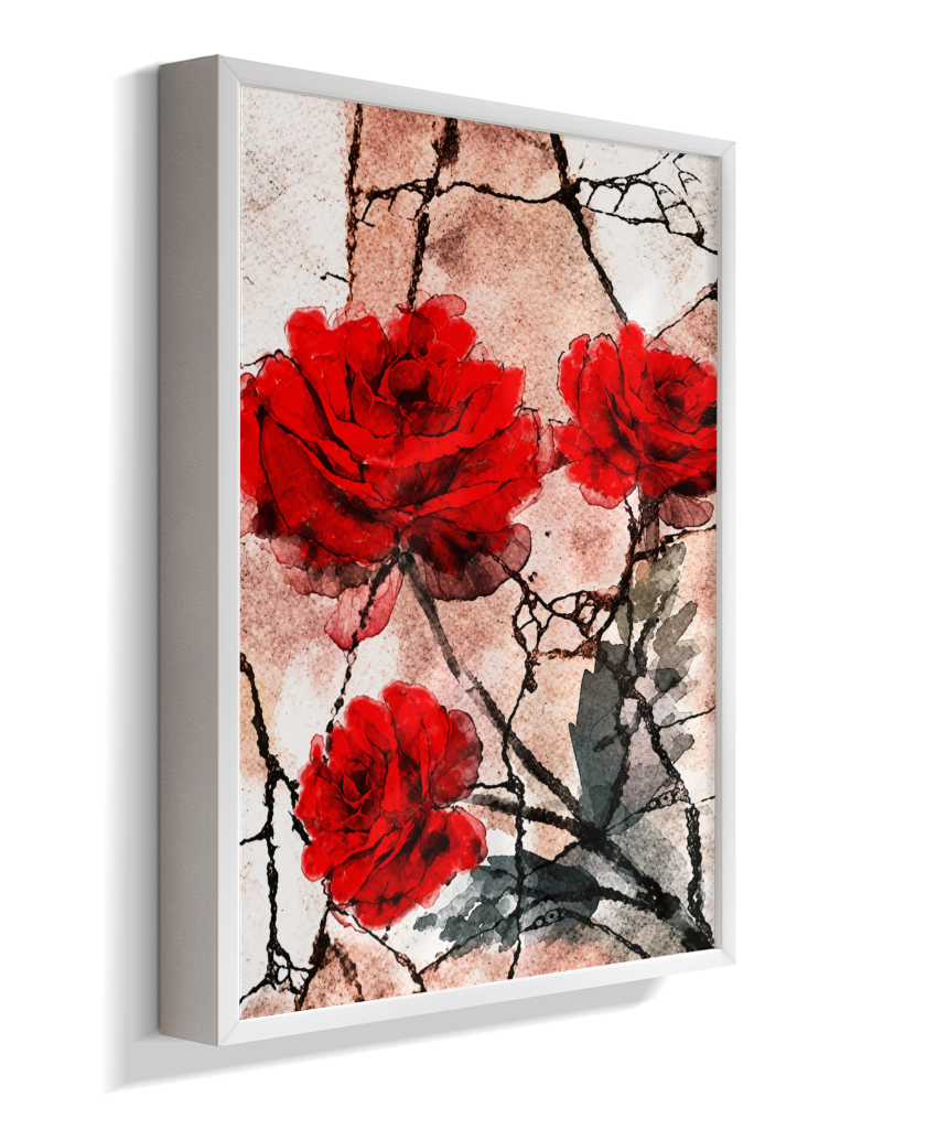 Kit 3 Quadros de Rosas Vermelhas - Segunda parte do trio