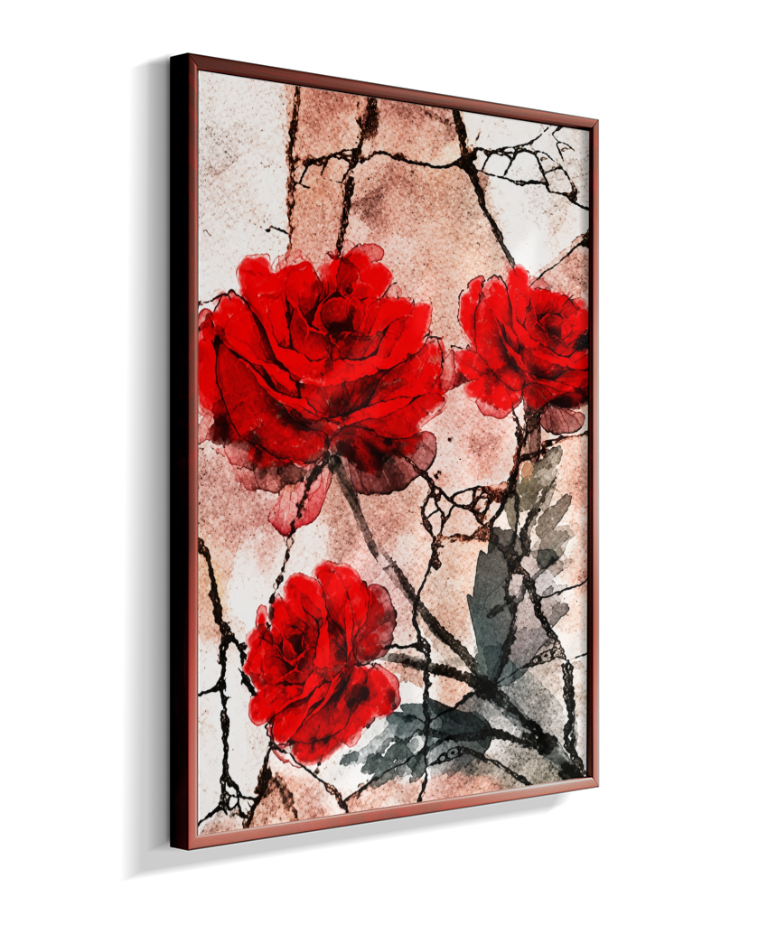 Kit 3 Quadros de Rosas Vermelhas - Segunda parte do trio