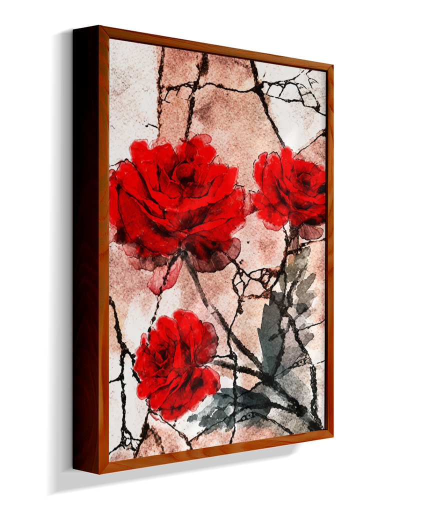 Kit 3 Quadros de Rosas Vermelhas - Segunda parte do trio