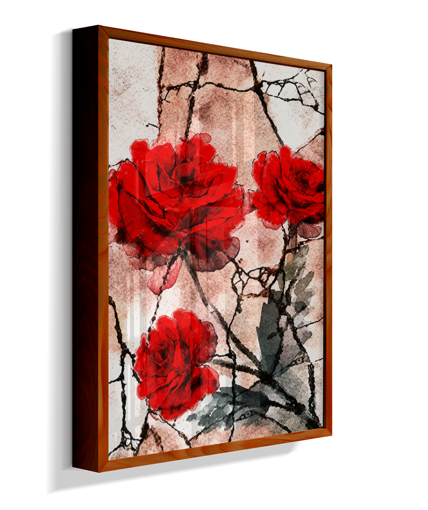 Kit 3 Quadros de Rosas Vermelhas - Segunda parte do trio