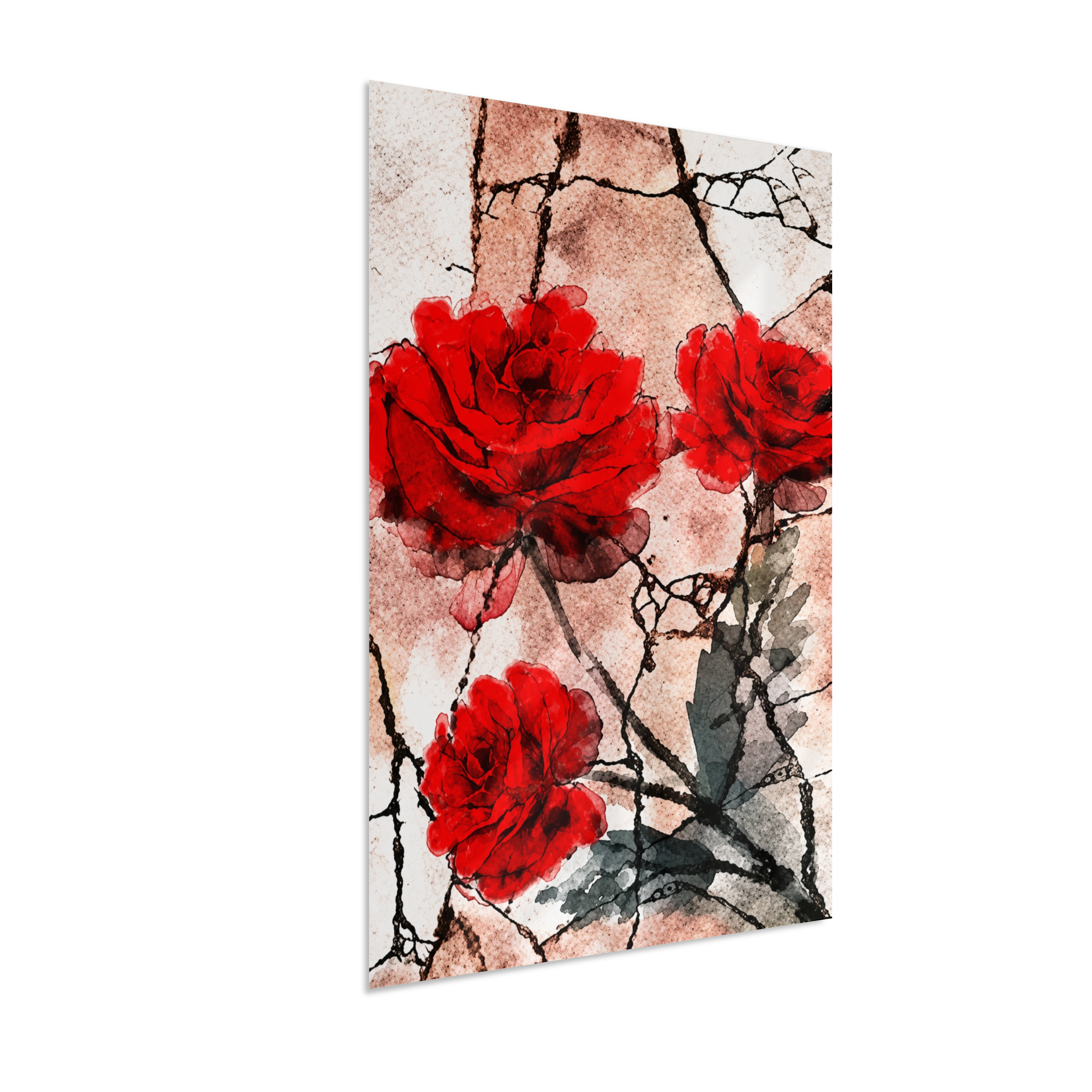 Kit 3 Quadros de Rosas Vermelhas - Segunda parte do trio