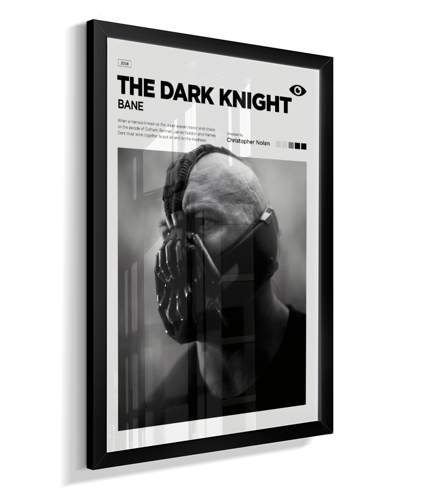 Quadro Decorativo Batman The Dark Knight Bane - Poster P&B Minimalista