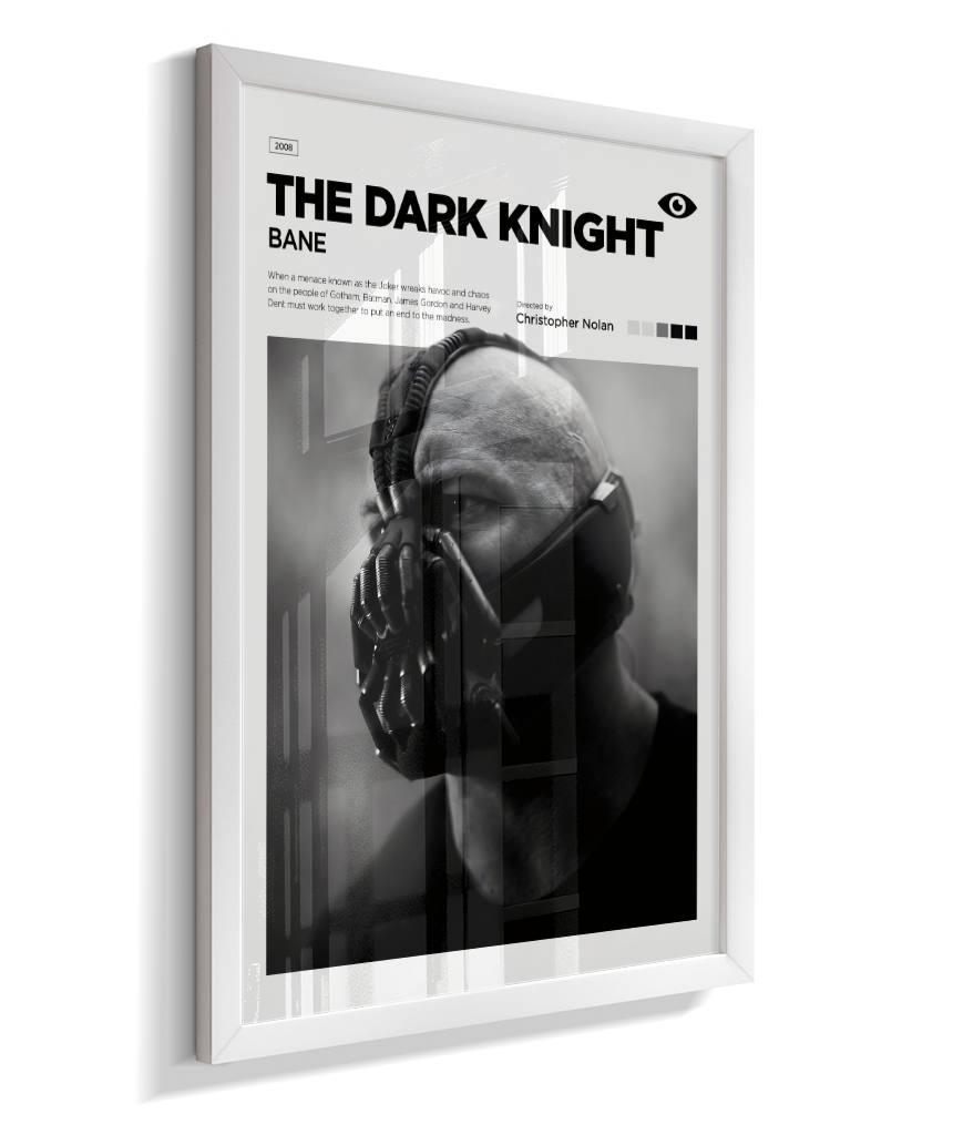 Quadro Decorativo Batman The Dark Knight Bane - Poster P&B Minimalista