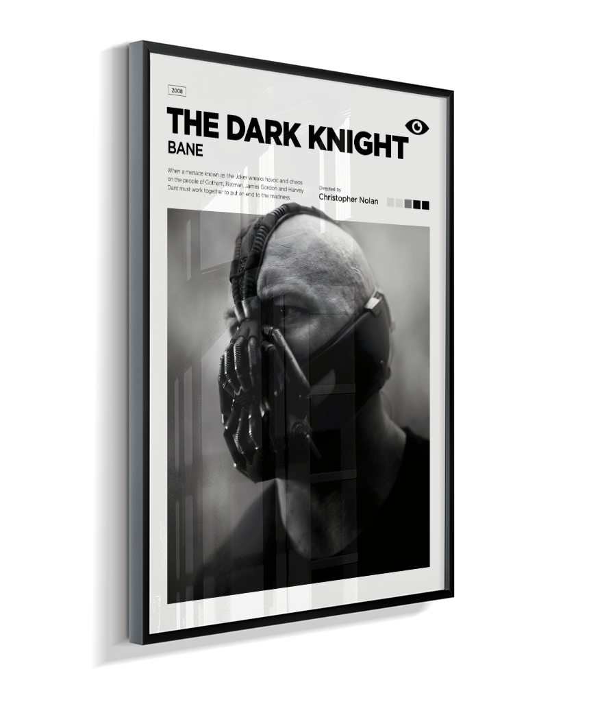 Quadro Decorativo Batman The Dark Knight Bane - Poster P&B Minimalista