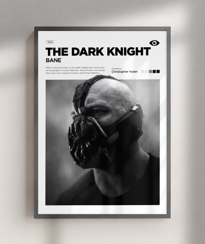 Quadro Decorativo Batman The Dark Knight Bane - Poster P&B Minimalista