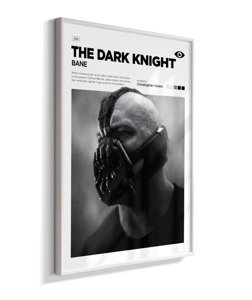 Quadro Decorativo Batman The Dark Knight Bane - Poster P&B Minimalista
