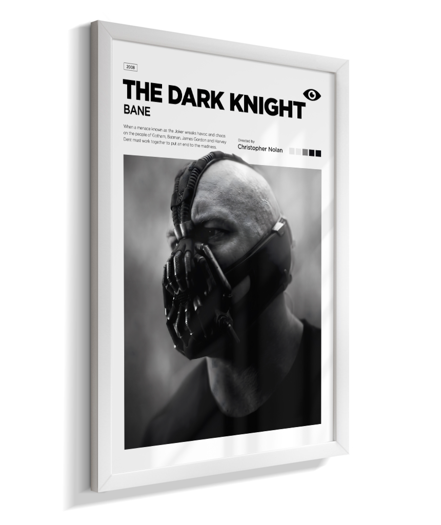 Quadro Decorativo Batman The Dark Knight Bane - Poster P&B Minimalista