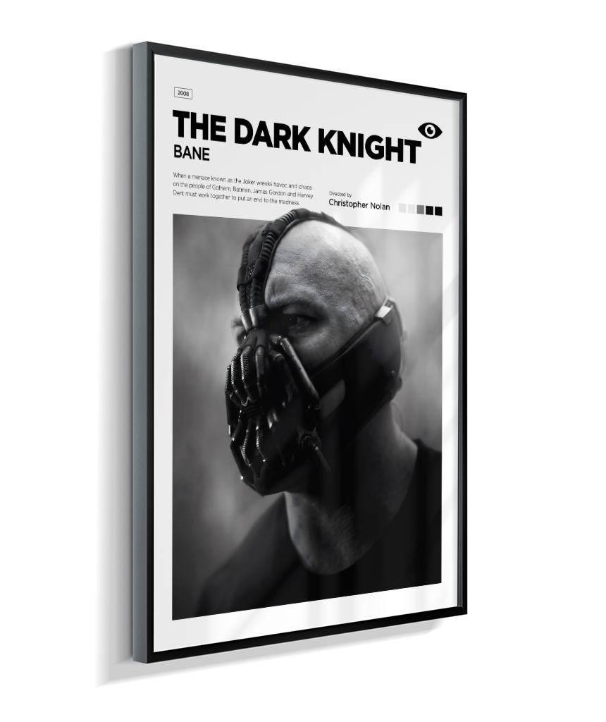 Quadro Decorativo Batman The Dark Knight Bane - Poster P&B Minimalista