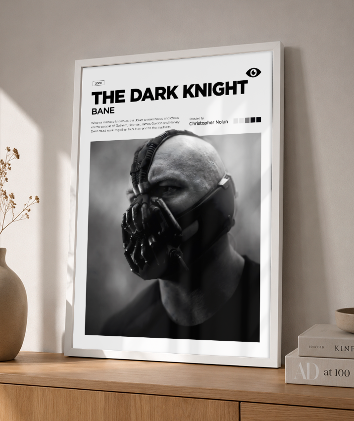 Quadro Decorativo Batman The Dark Knight Bane - Poster P&B Minimalista