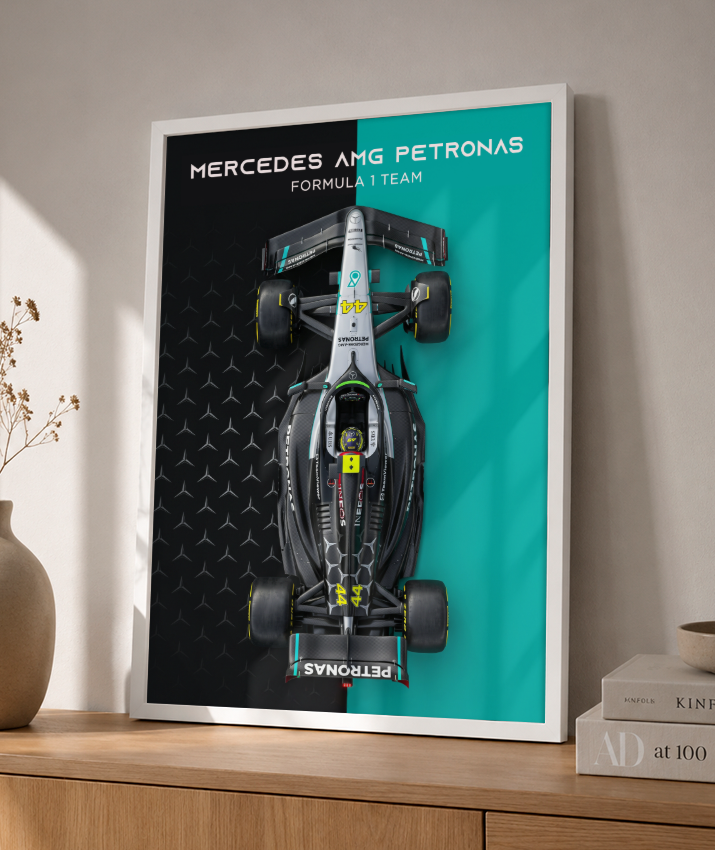 Quadro Decorativo Fórmula 1 Mercedes AMG F1 Dual Tone Flat-Lay
