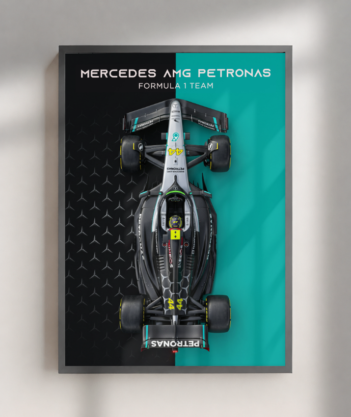 Quadro Decorativo Fórmula 1 Mercedes AMG F1 Dual Tone Flat-Lay