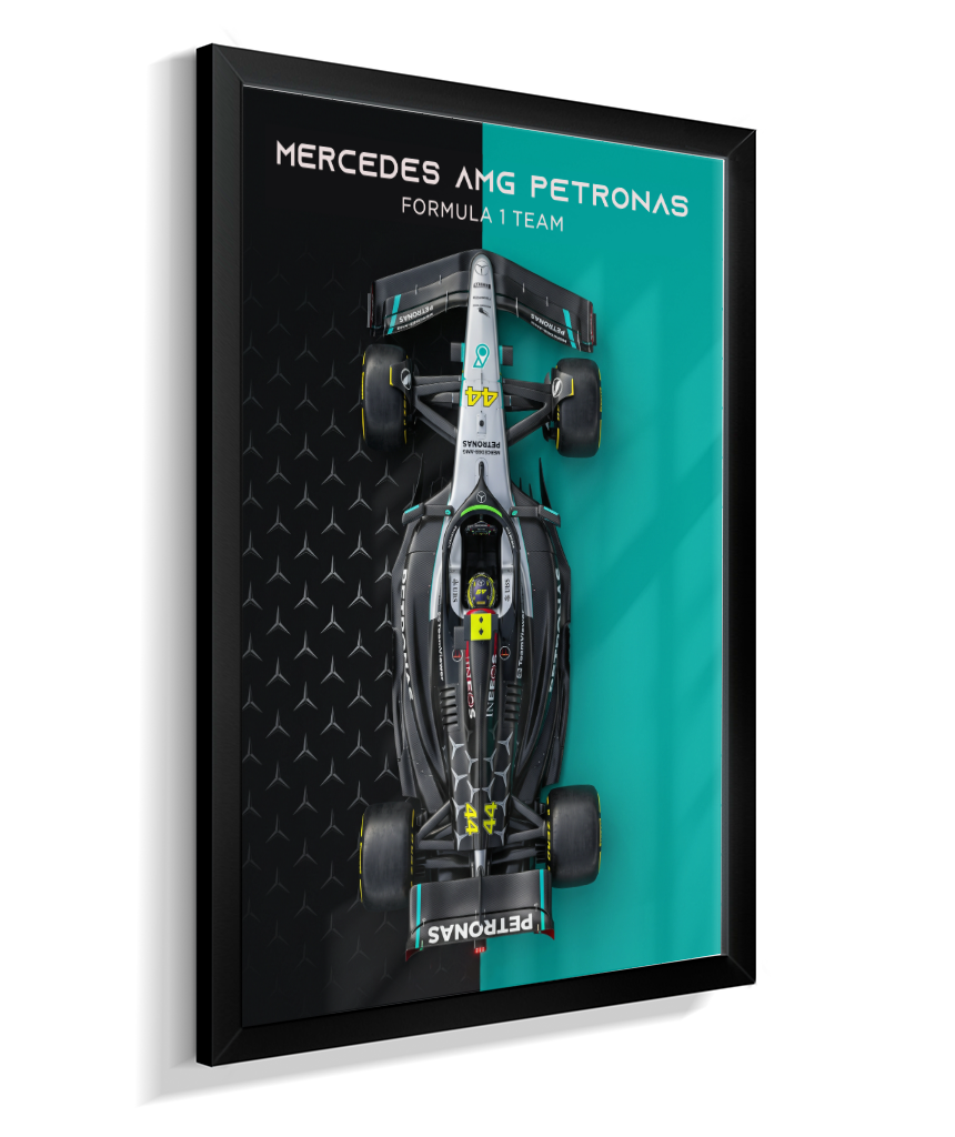 Quadro Decorativo Fórmula 1 Mercedes AMG F1 Dual Tone Flat-Lay