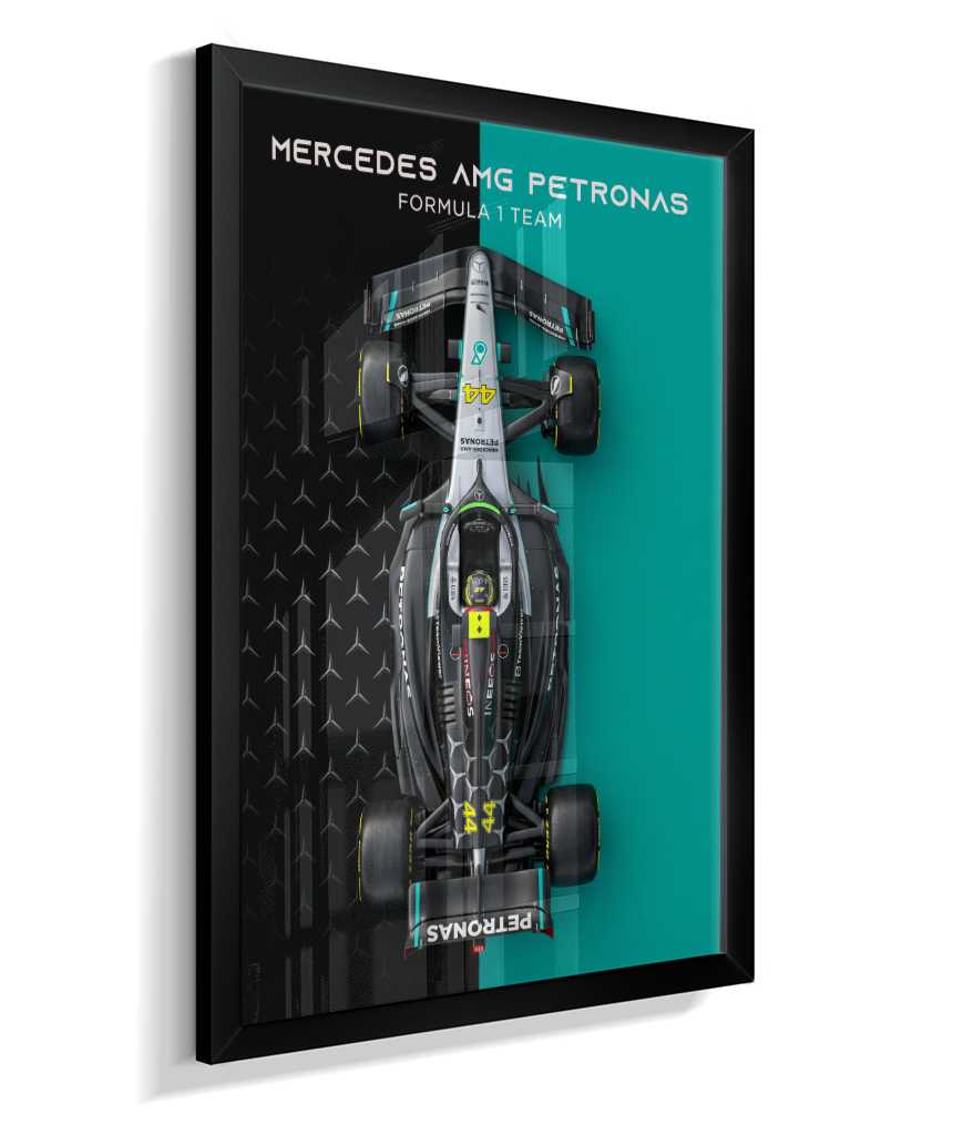 Quadro Decorativo Fórmula 1 Mercedes AMG F1 Dual Tone Flat-Lay