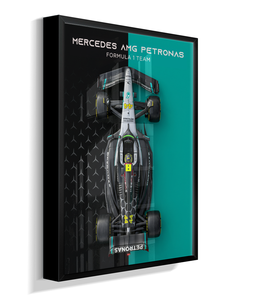Quadro Decorativo Fórmula 1 Mercedes AMG F1 Dual Tone Flat-Lay