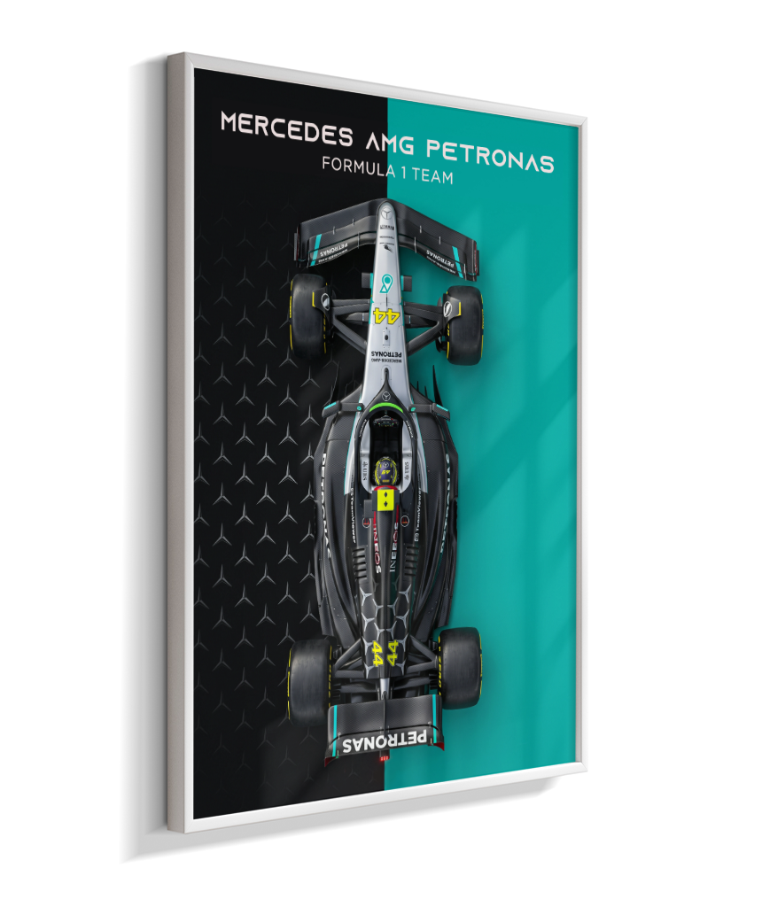 Quadro Decorativo Fórmula 1 Mercedes AMG F1 Dual Tone Flat-Lay