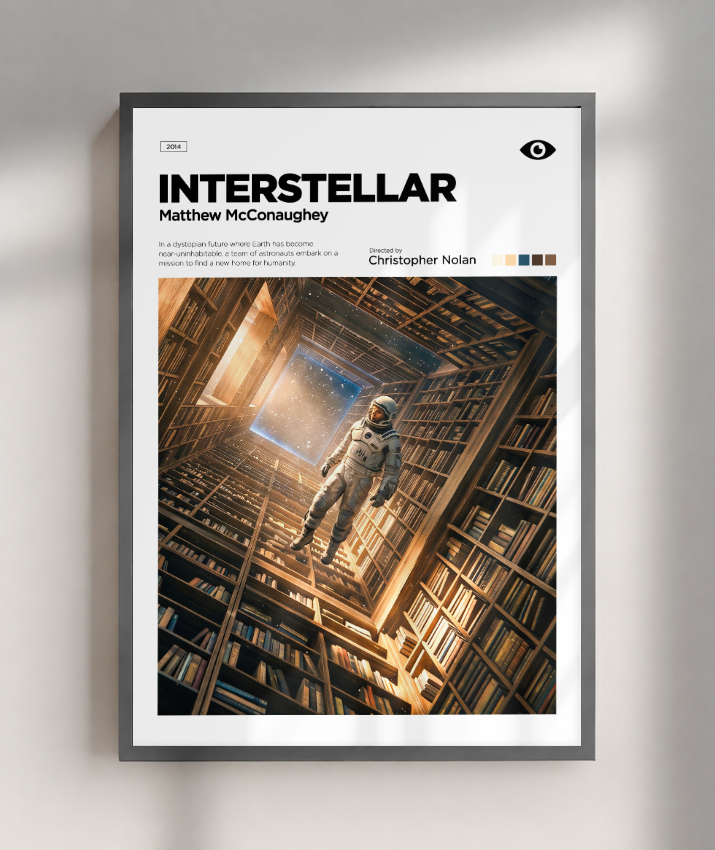 Quadro Decorativo Interstellar Biblioteca Tesseract Minimalista