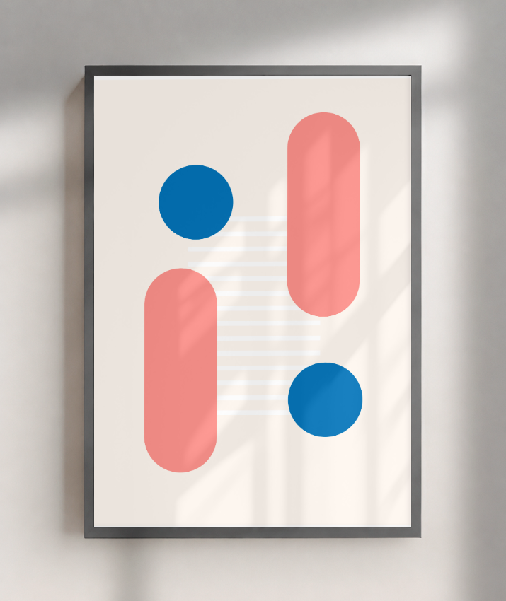 Quadro Decorativo Bauhaus Pílula e Círculo 1