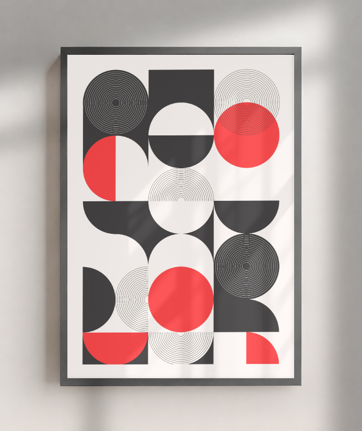 Quadro Decorativo Bauhaus Geometry – Optical Red