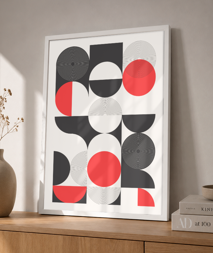 Quadro Decorativo Bauhaus Geometry – Optical Red