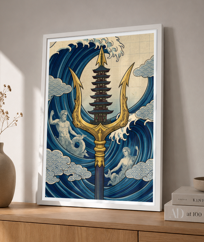 Quadro Decorativo A Fúria de Poseidon – A Odisseia Ukiyo-e