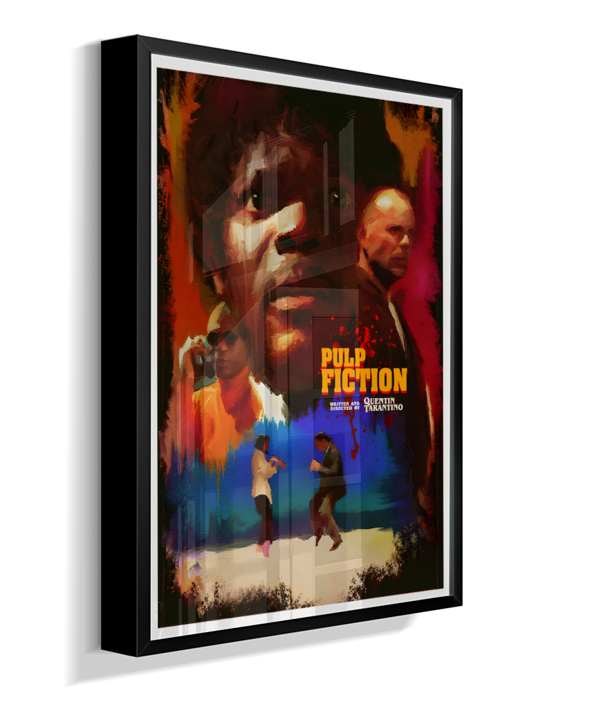 Quadro Decorativo Pulp Fiction Colagem Neón