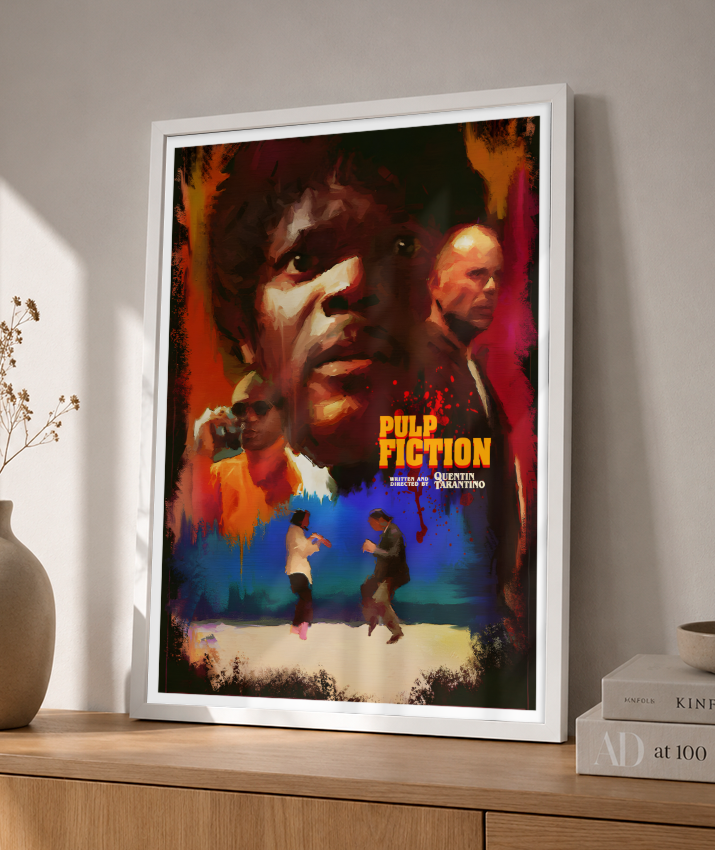Quadro Decorativo Pulp Fiction Colagem Neón